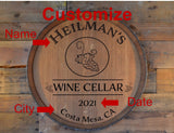 Personalized Family Wine Cellar Wine Barrel Head: Lazy Susan or Wall Art