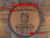 Personalized Family Whiskey Brand Wine Barrel Head: Lazy Susan or Wall Art
