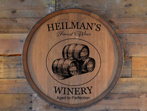 Personalized Family Winery Barrel Head: Lazy Susan or Wall Art