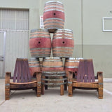 2 Wine Barrel Adirondack Chairs & Side Table Set Plus 2 Ottomans