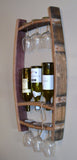 Barrel Stave Hanging Wine Bottle and Glass Holder
