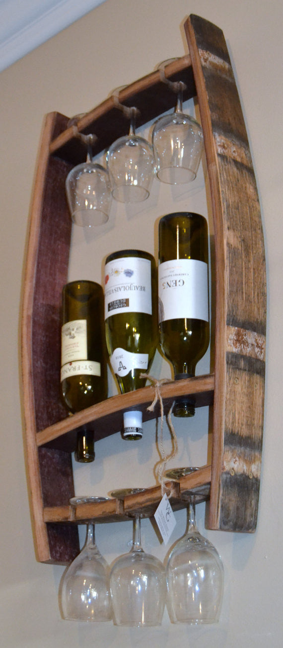 Barrel Stave Hanging Wine Bottle and Glass Holder – The Winey Guys