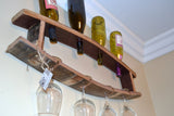 Wine Bottle & Glass Barrel Stave Display