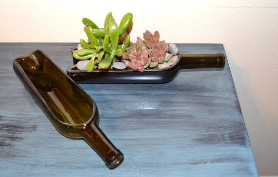 Wine bottle garden succulent/cacti planter