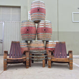 2 Wine Barrel Adirondack Chairs & Side Table Set