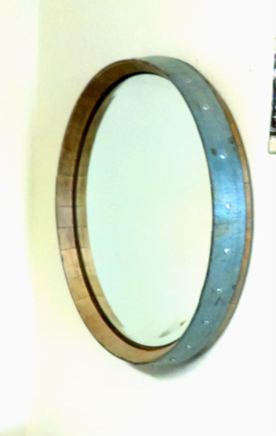 Wine Barrel Head Wall Mirror