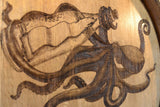 Thirsty Octopus Custom Wine Barrel Head Art Free Shipping/Lazy Susan/Clock/Wall Art/Laser Engraving/Wedding Gift/Free Shipping