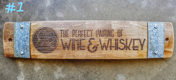 The Perfect Pairing of Wine & Whiskey Wine Barrel Stave Signs