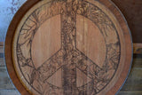 Floral Peace Sign Wine Barrel Head: Lazy Susan/Wall Art