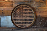American Flag Reclaimed Wine Barrel Head: Lazy Susan/Wall Art