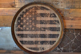 American Flag Reclaimed Wine Barrel Head: Lazy Susan/Wall Art