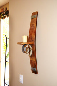Wine Barrel Stave Wall Candle Holder