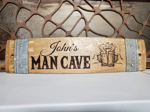 Personalized Man Cave Barrel Stave Sign