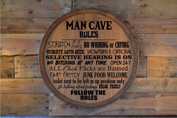 Man Cave Barrel Head Sign